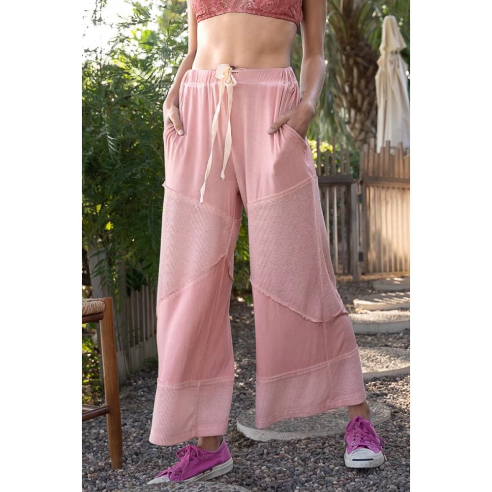 NWT POL pants MINERAL wash “dreamy rose” *pockets tie waist cropped M/L New-$69